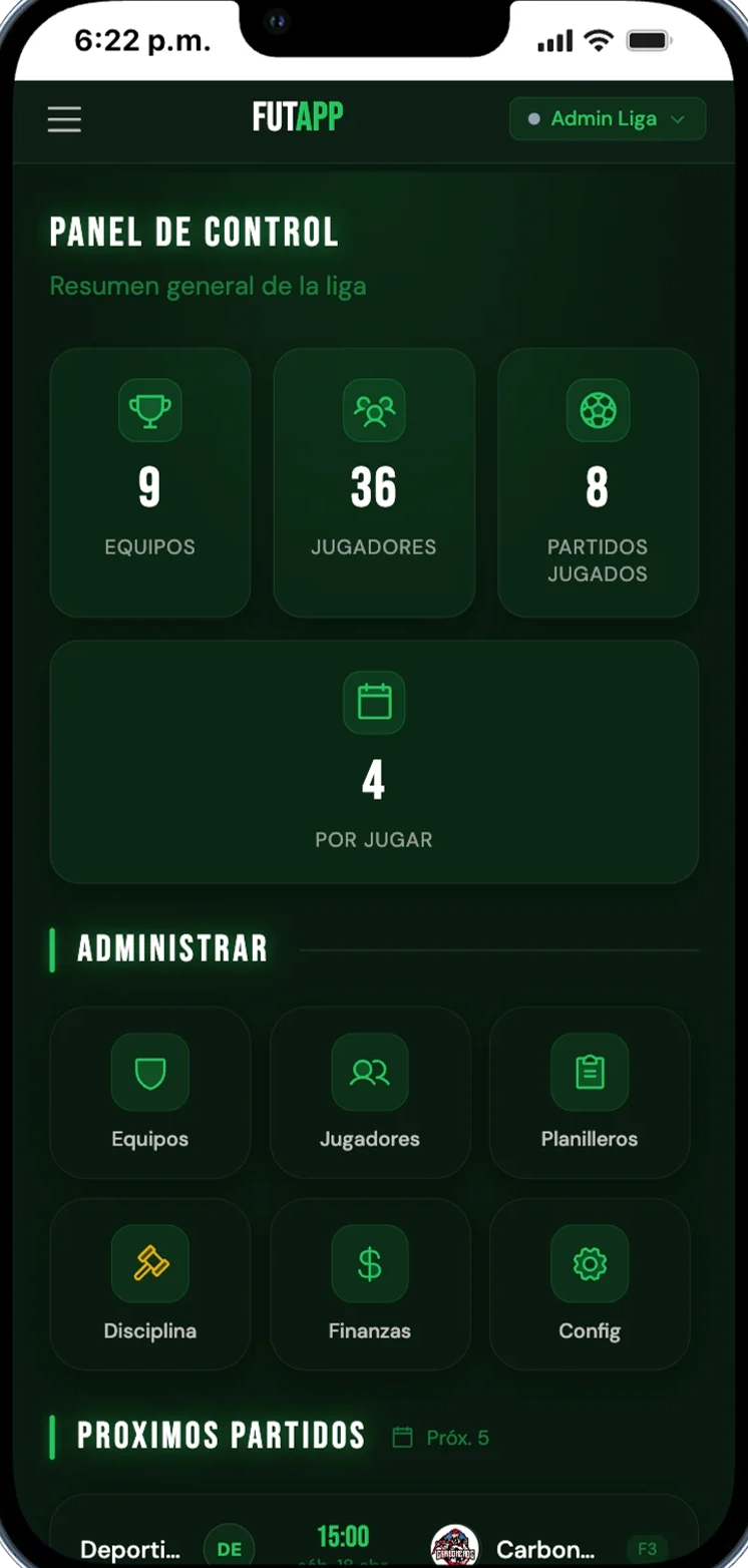 Panel admin Futapp